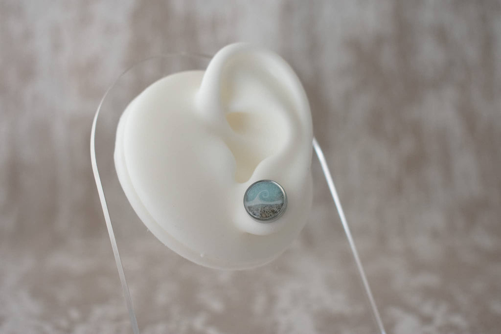 Light Blue Wave Stud | Custom Sand Earring