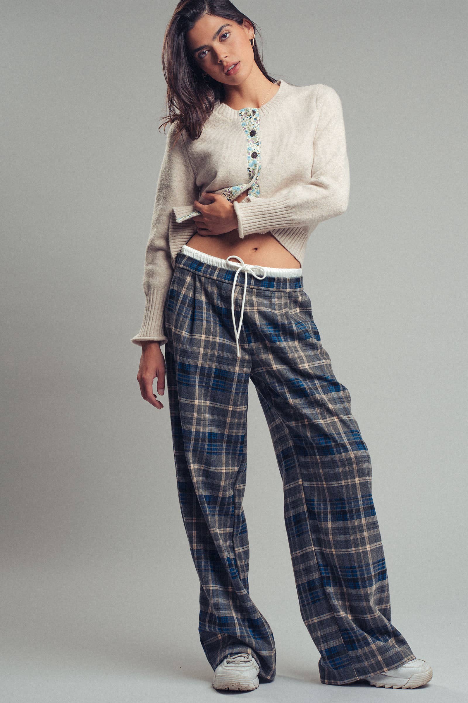Floral Trim Wool Blend Cardigan