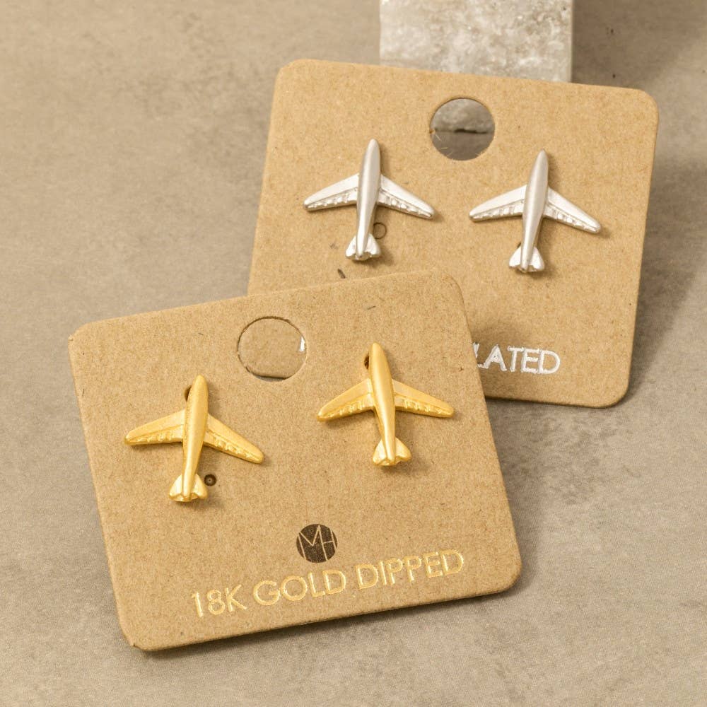 Airplane Stud Earrings- silver