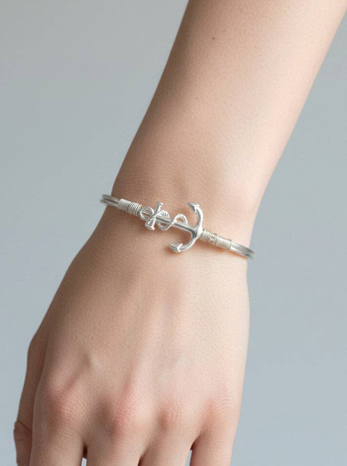 Hammered Anchor Hook Closure Cuff Bracelet