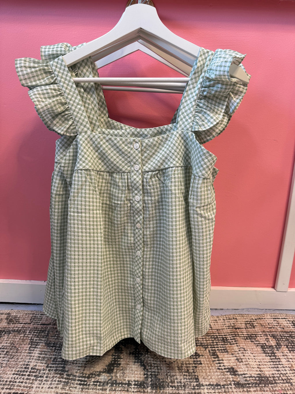 Button Front Ruffle Detail Blouse