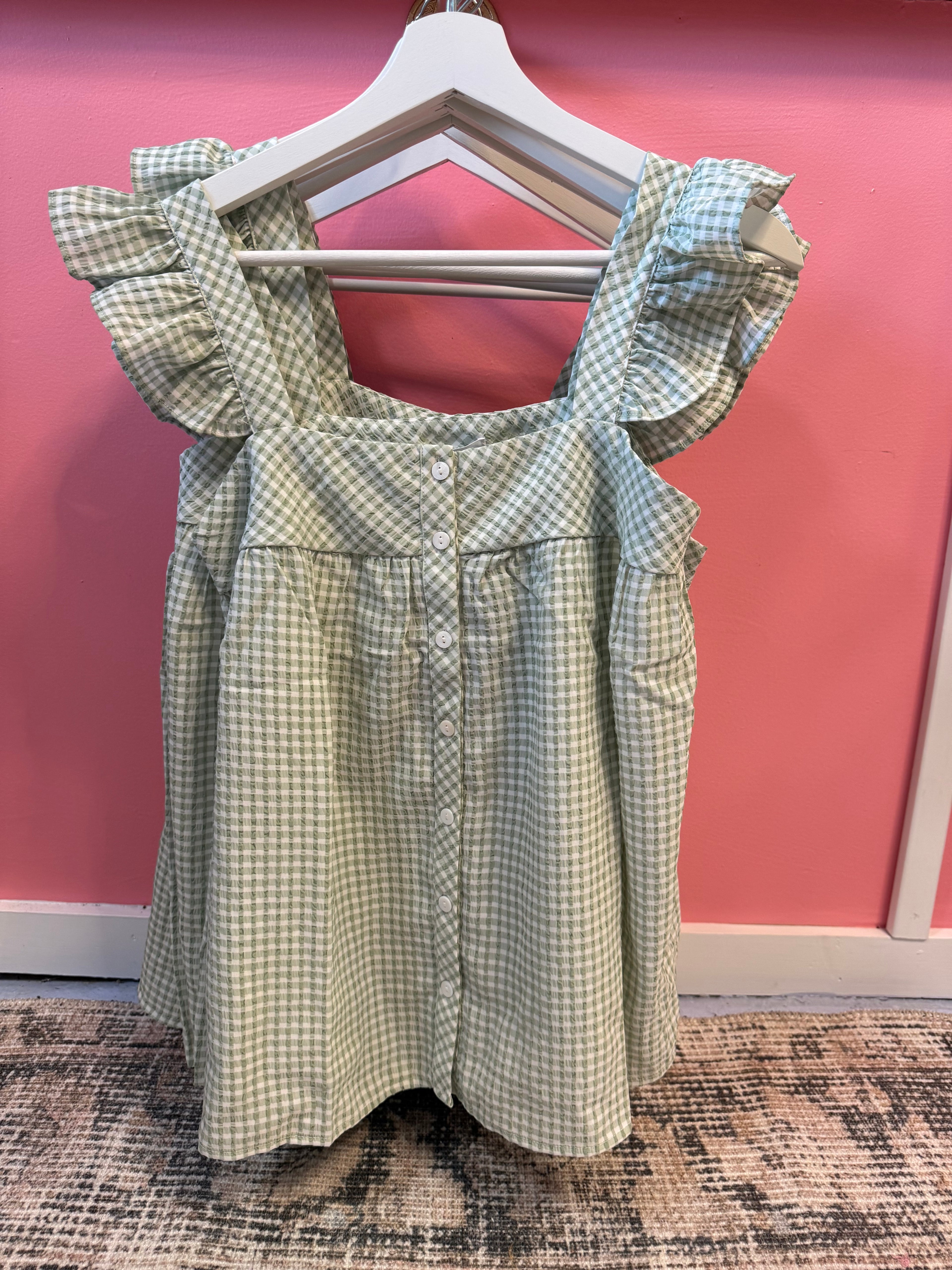 Button Front Ruffle Detail Blouse