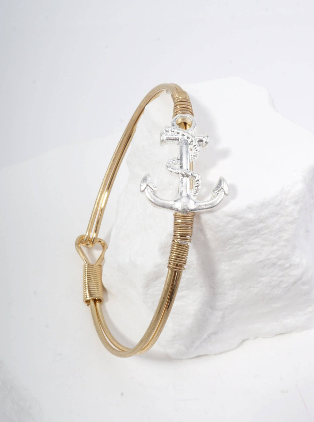 Hammered Anchor Hook Closure Cuff Bracelet
