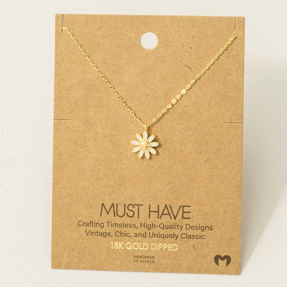 Gold Dipped Daisy Flower Pendant Necklace