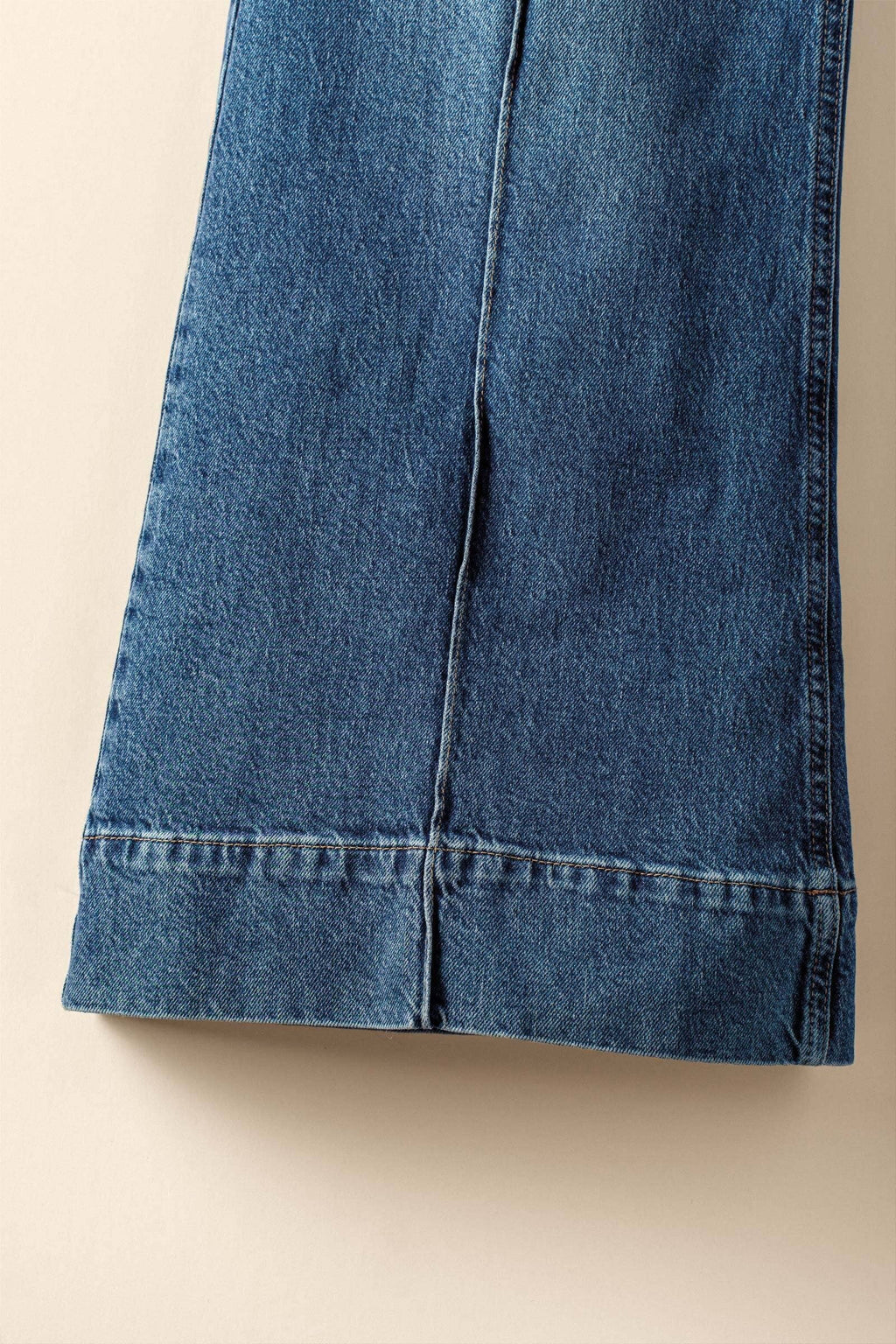 Front Seam Detail Wide Leg Flared Jeans