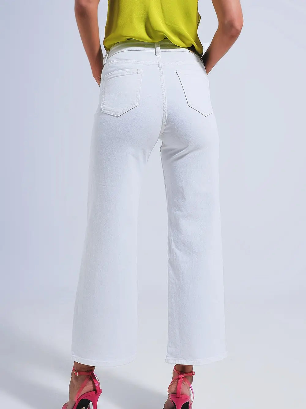 wide leg white jean