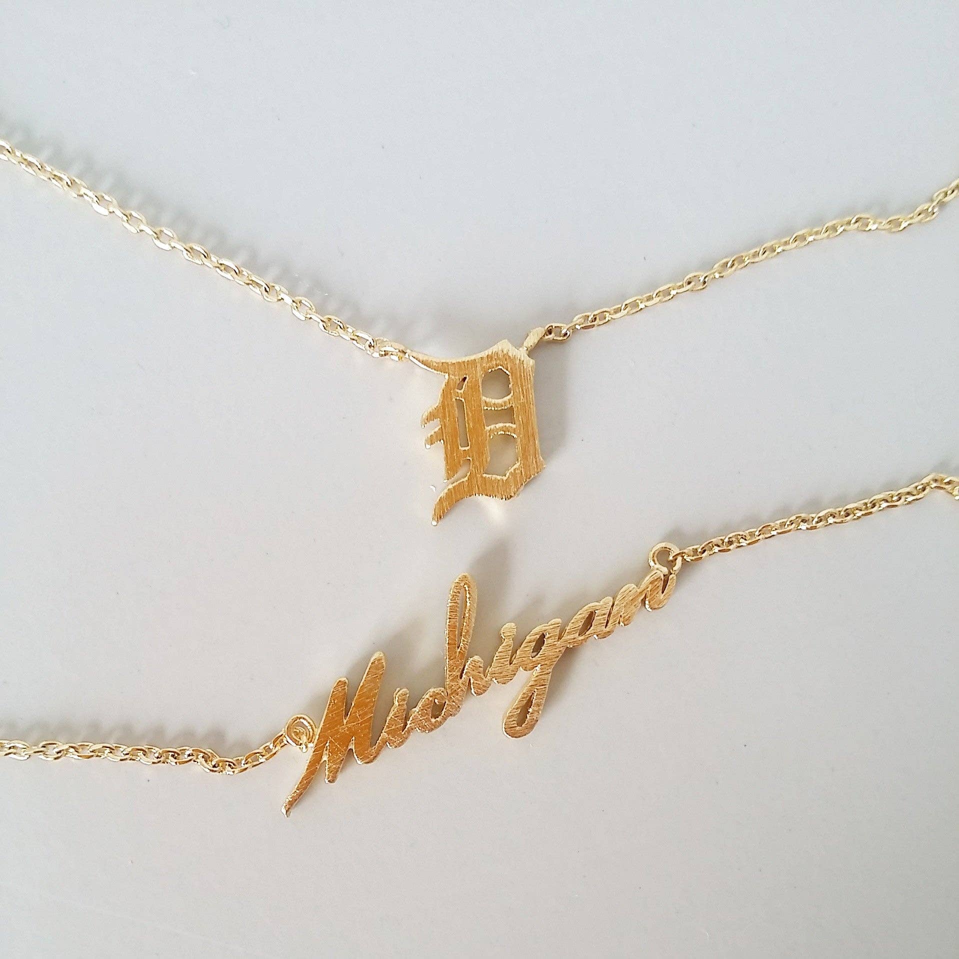 Michigan (script) Necklace