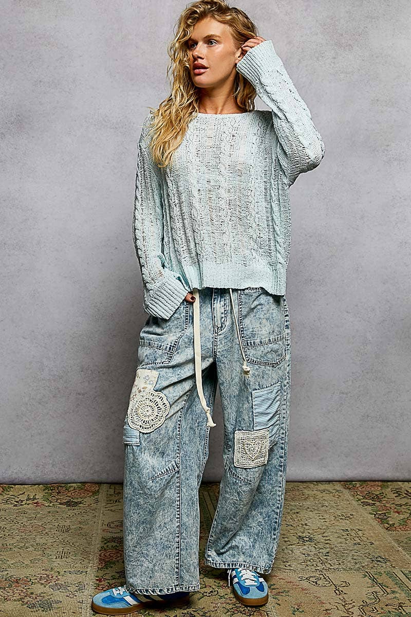 Lightweight Cable Knit Summer Sweater Top