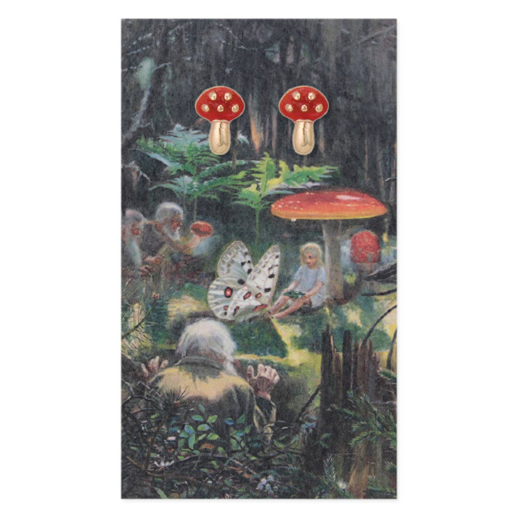 Fairy Tale Mushroom Fine Art Post Earrings