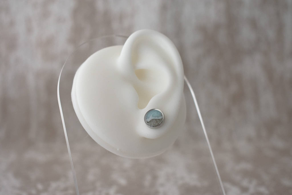 Light Blue Wave Stud | Custom Sand Earring