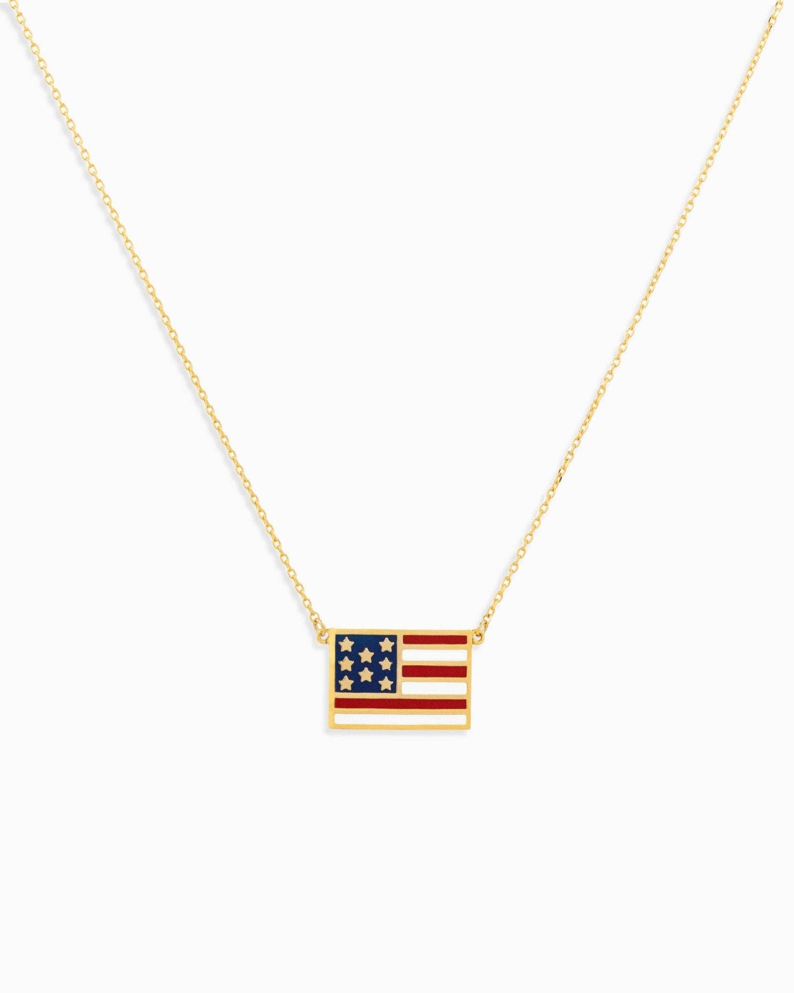 Patriotic American Flag Pendant Necklace