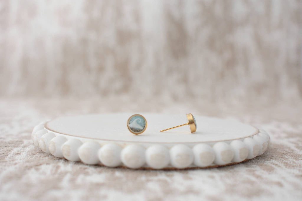 Light Blue Wave Stud | Custom Sand Earring