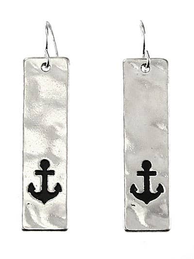 Long Rectangle Sea Life Anchor Earrings