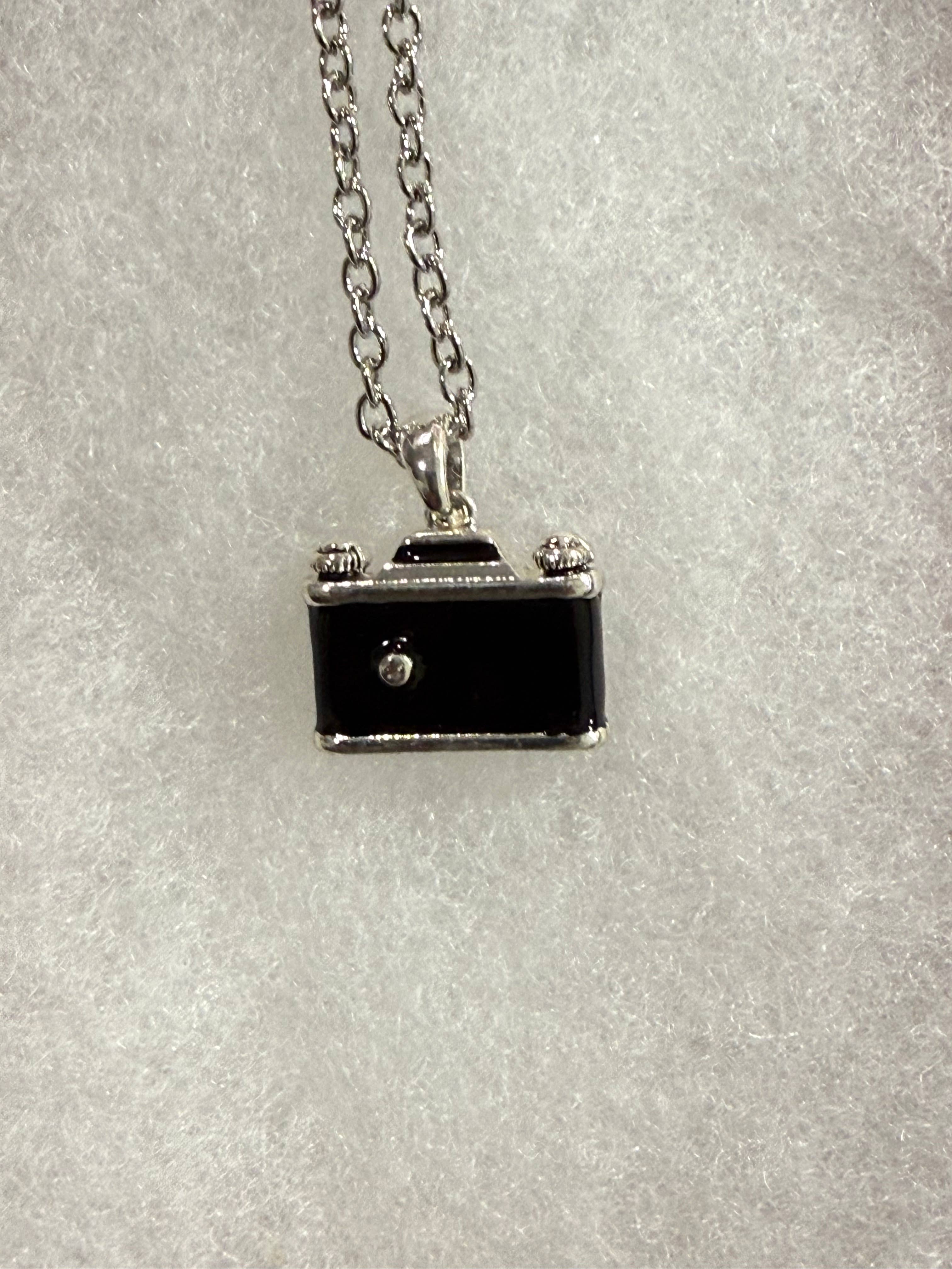 Crystal Lens Photo Camera Pendant Necklace