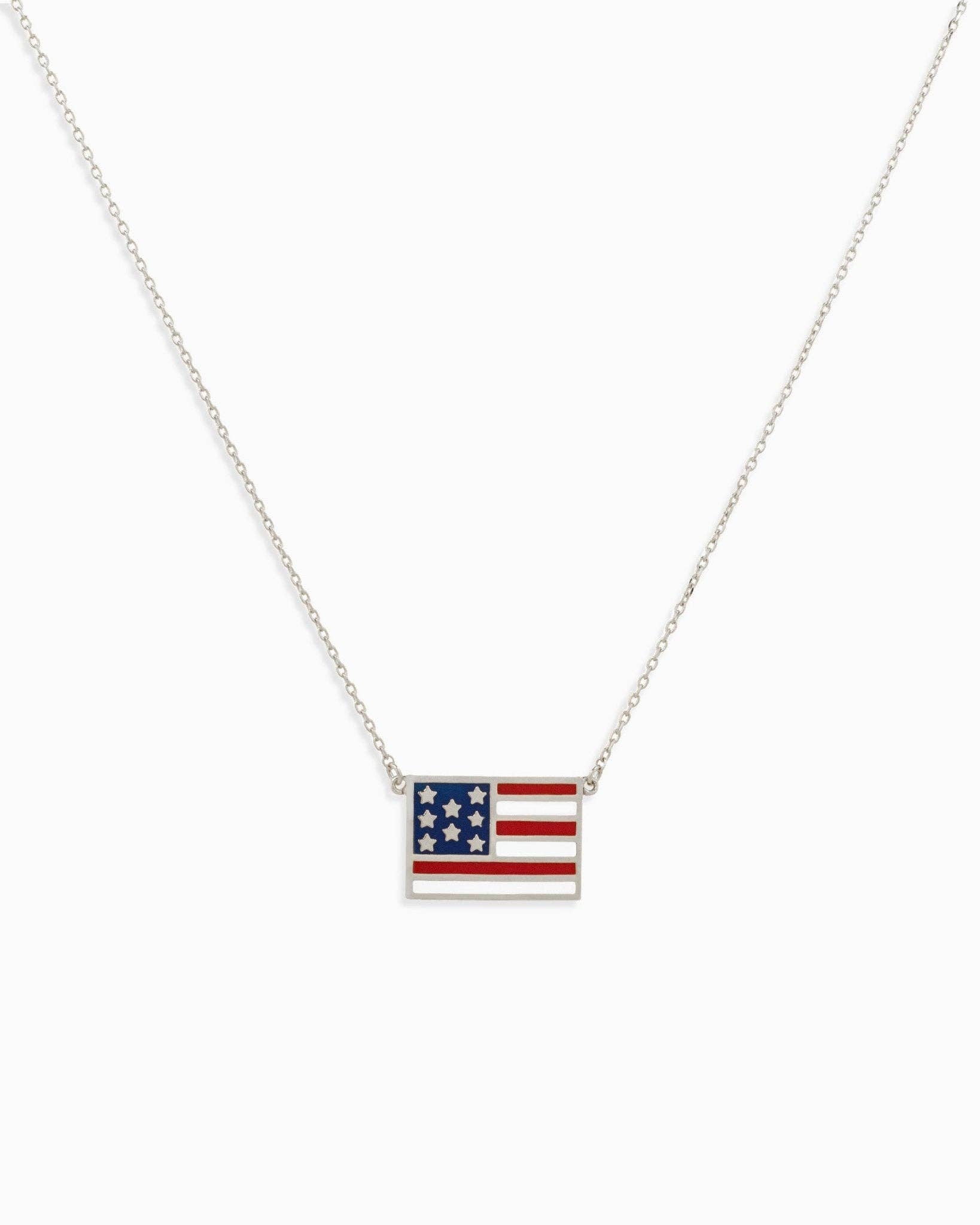 Patriotic American Flag Pendant Necklace