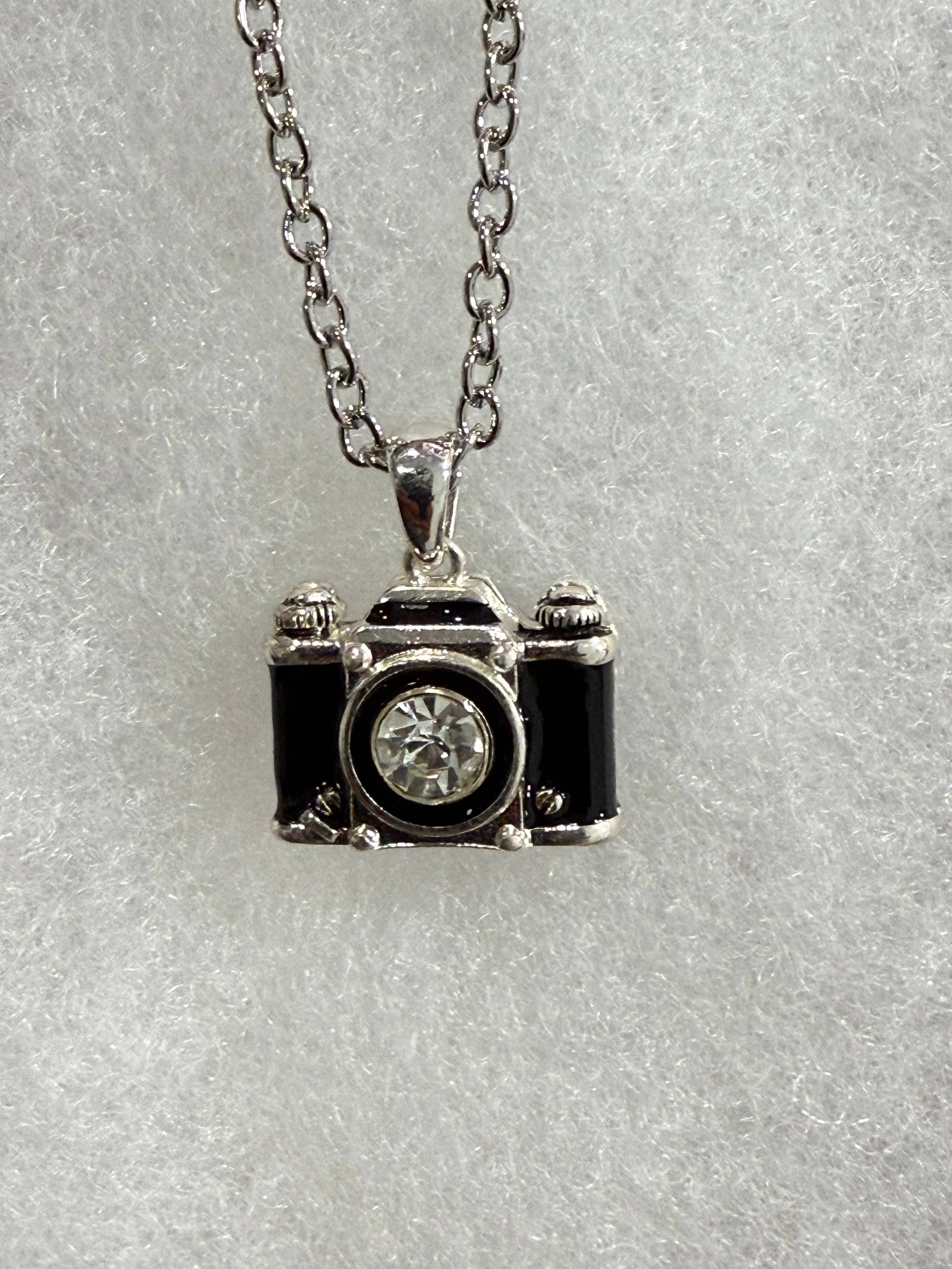 Crystal Lens Photo Camera Pendant Necklace