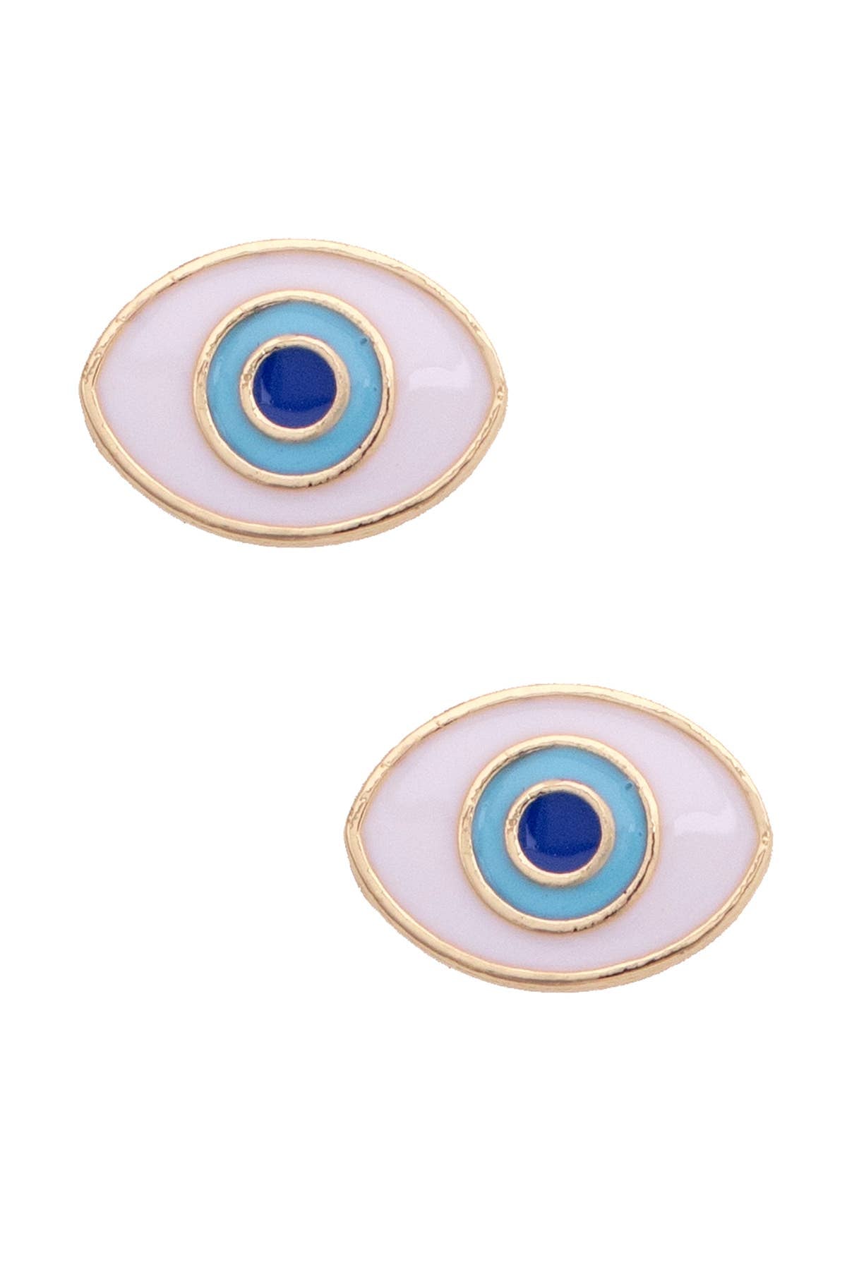 Evil Eye Shaped Stud Earrings in Shiny Gold