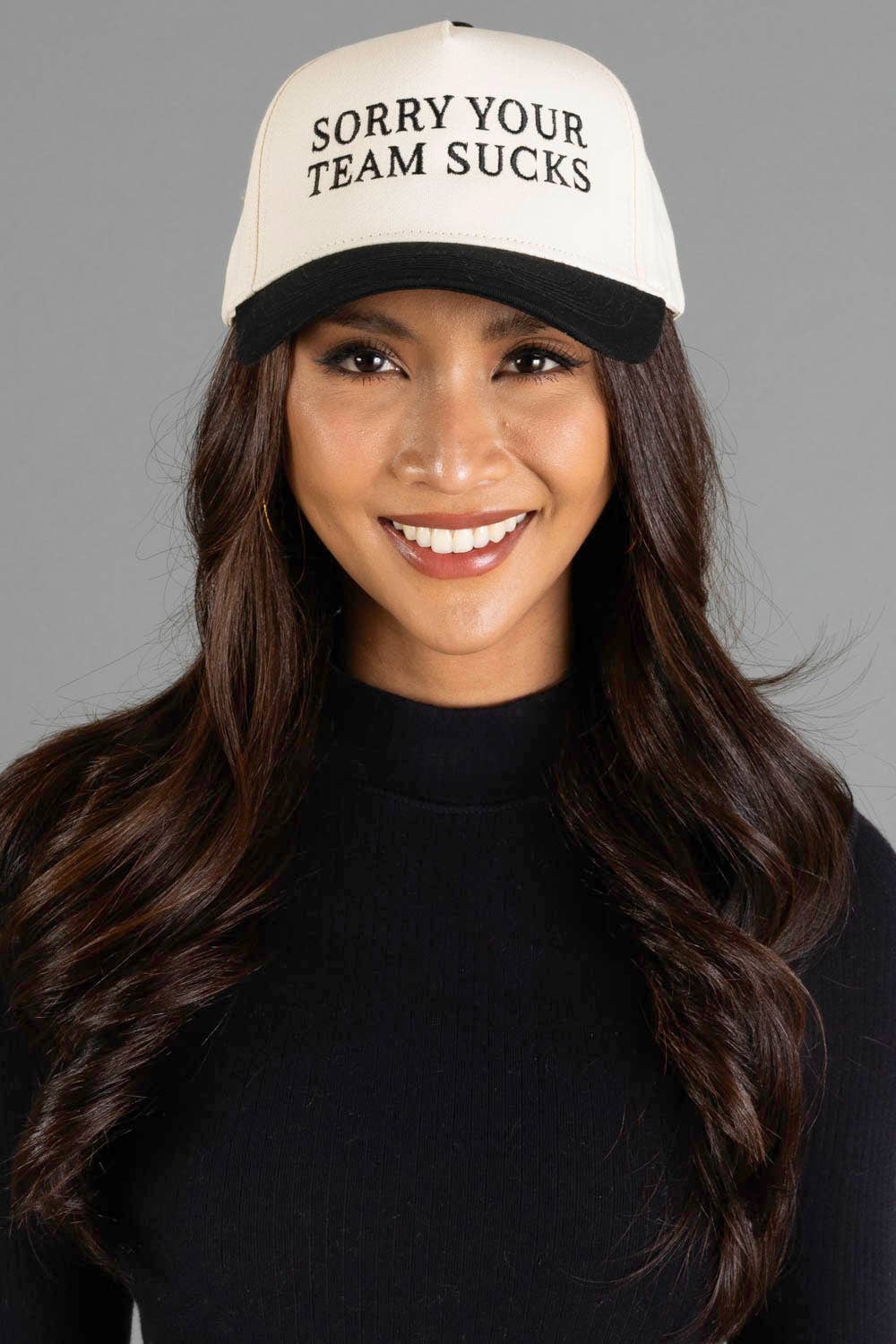 Sorry Your Team Sucks Tan & Black Two-Toned Trucker Hat
