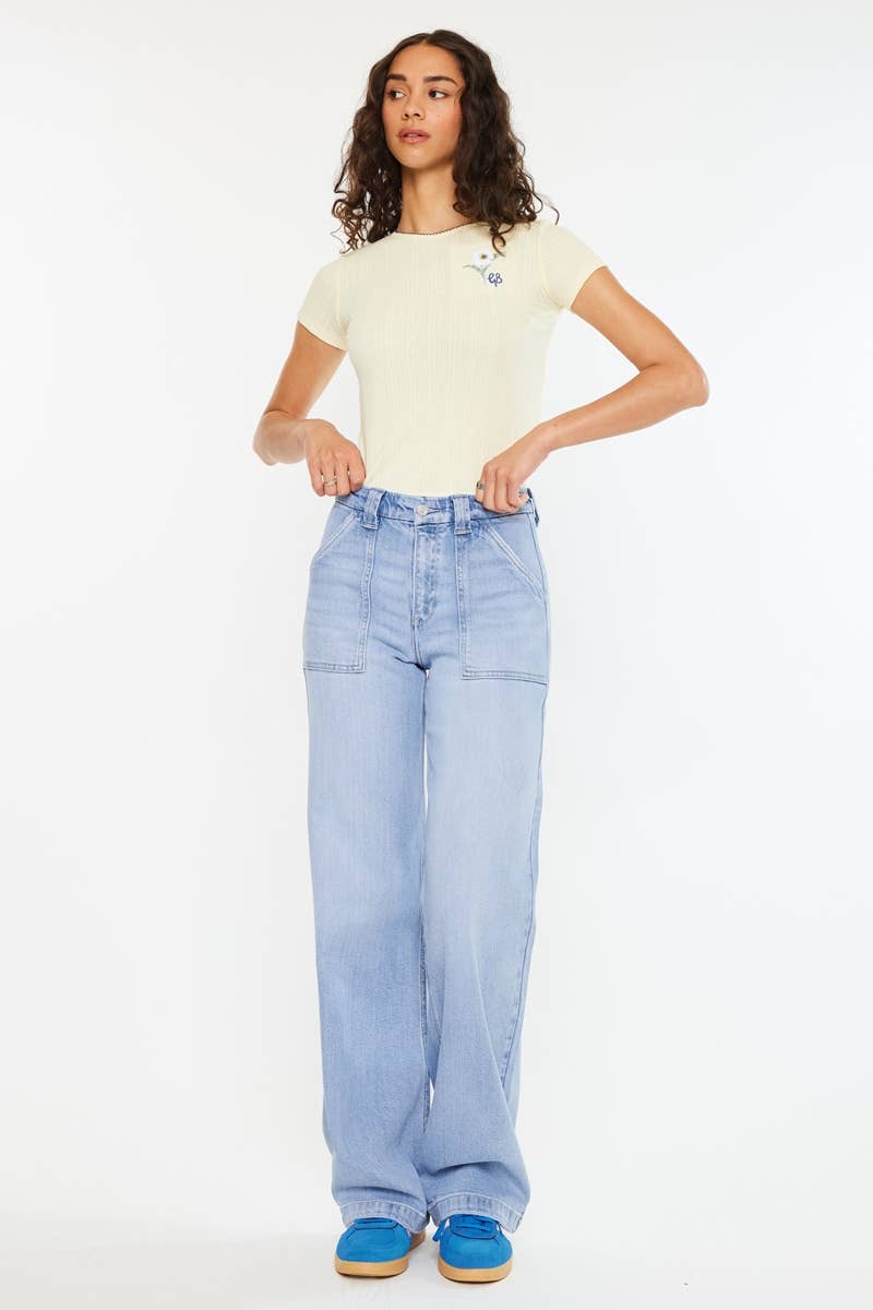 Kan Can- OPEN PACK HIGH RISE WIDE LEG JEANS