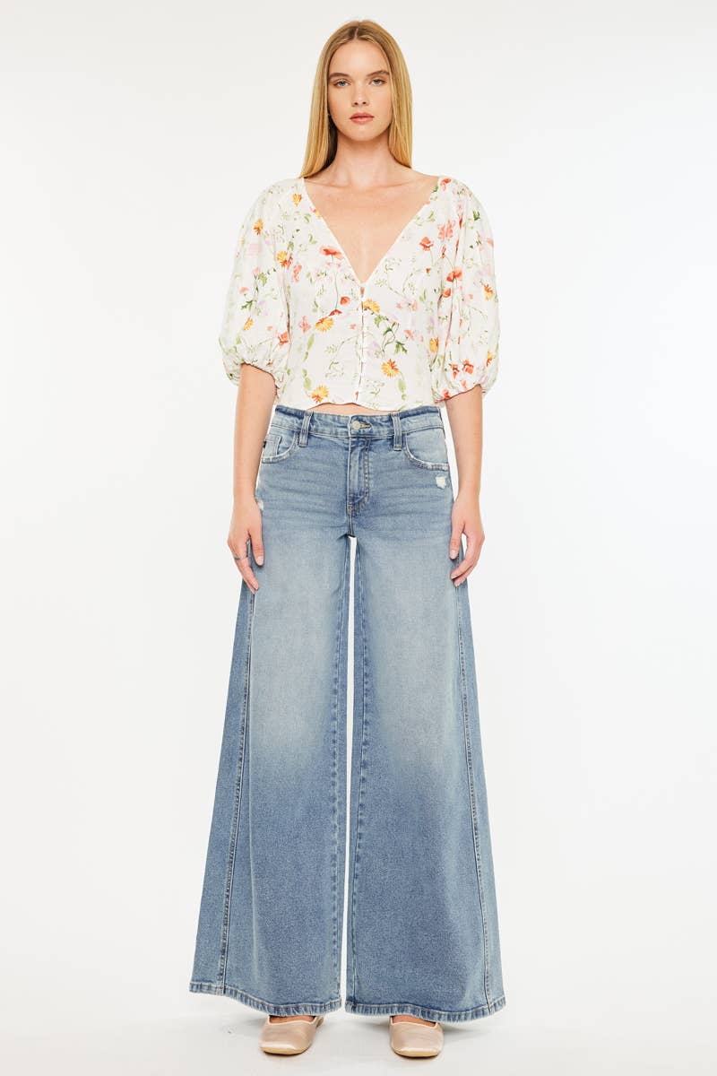 Kan Can -MID RISE SUPER WIDE JEANS