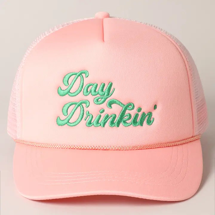 Day Drinking Trucker hat in Blush