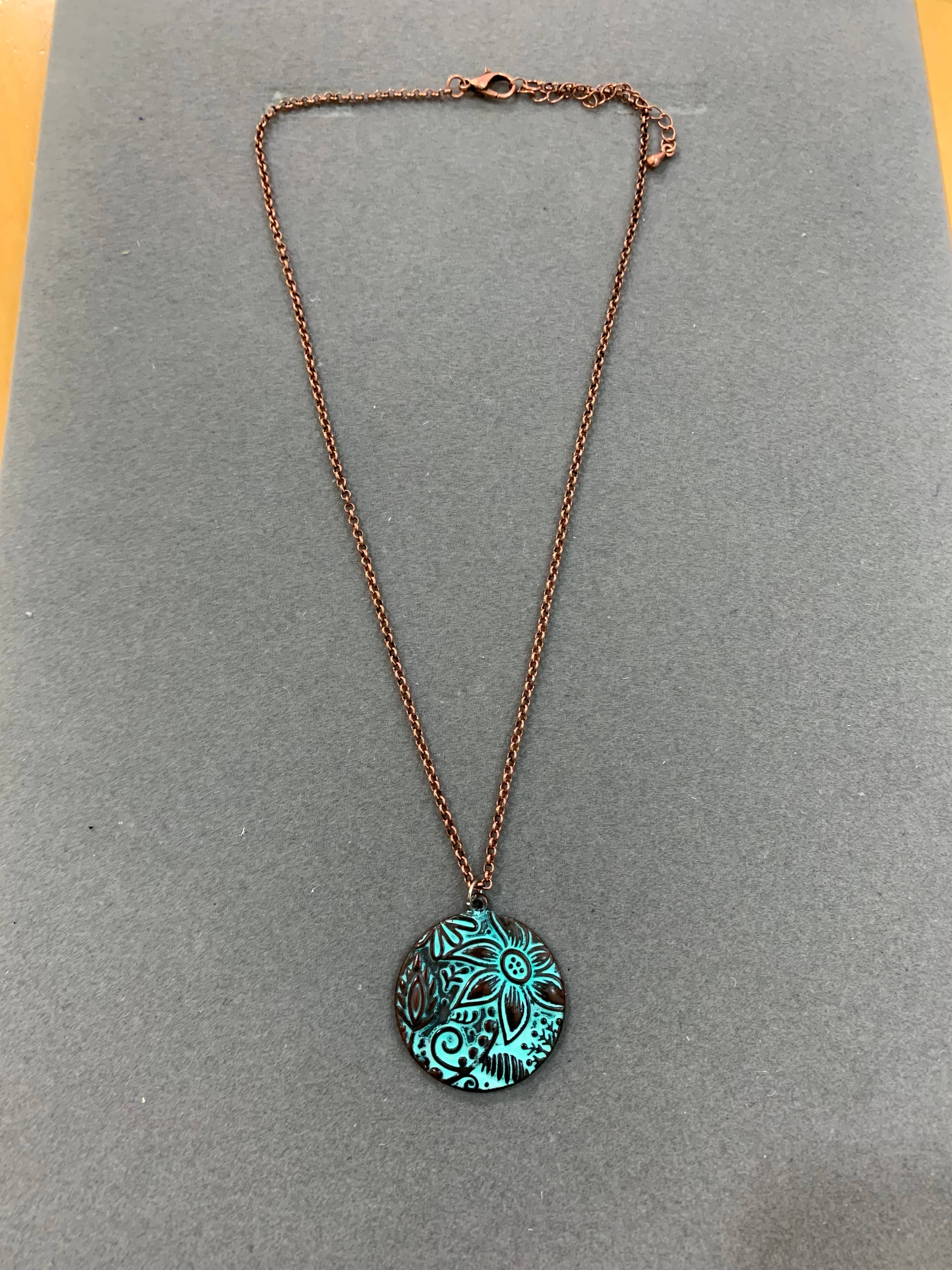 Antique WornSun Flower Metal Necklace