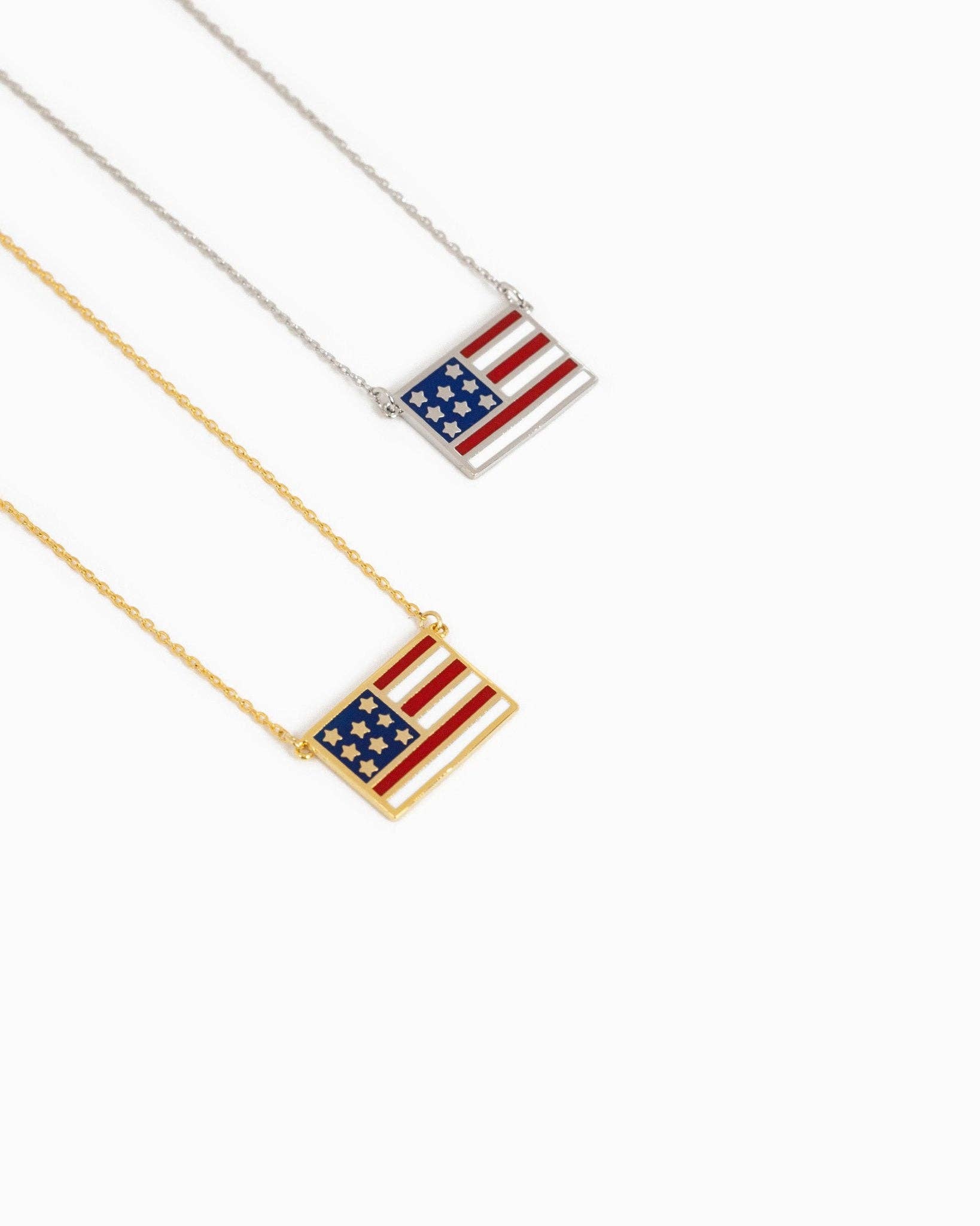 Patriotic American Flag Pendant Necklace