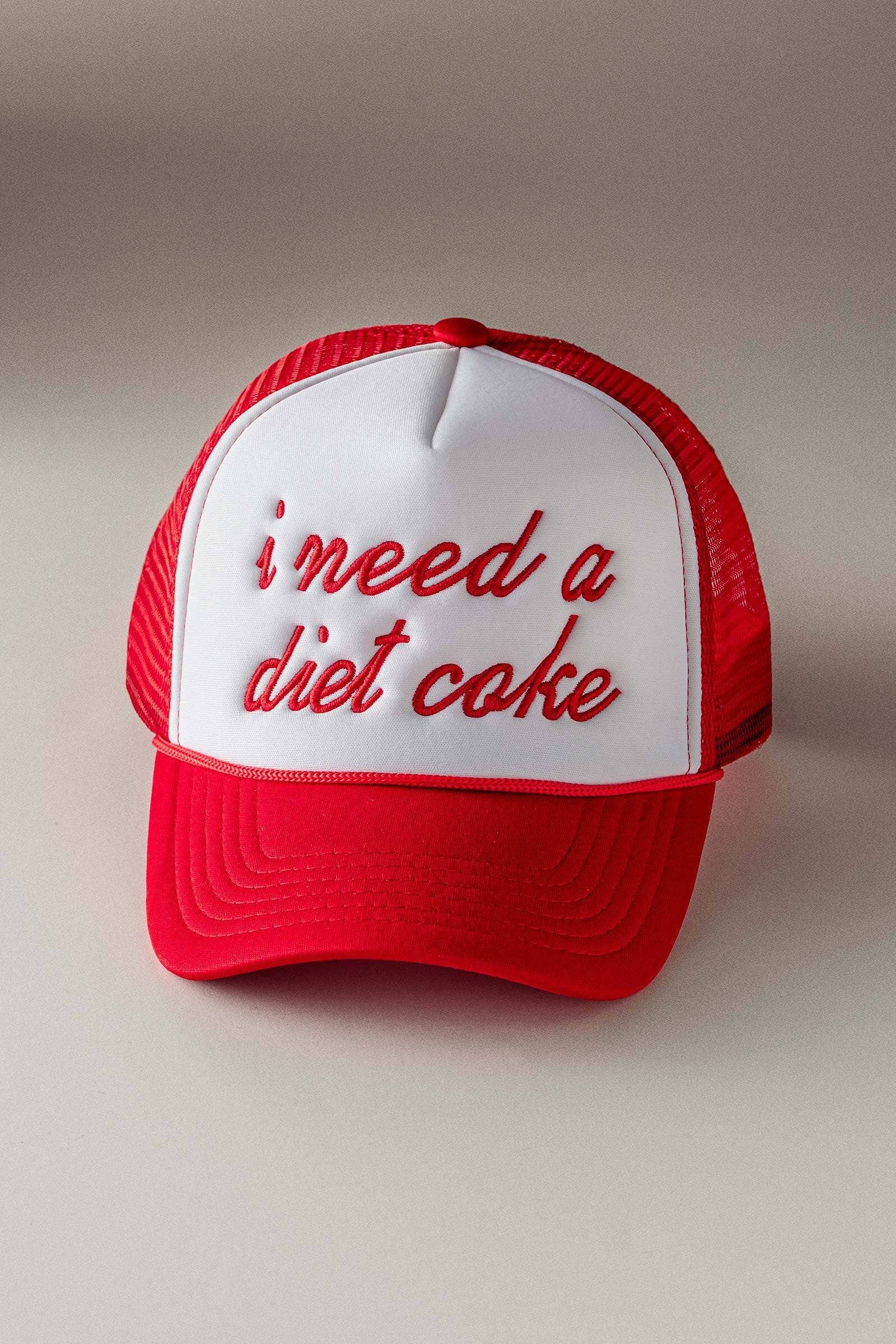 "I Need a Diet Coke" Embroidered Script Trucker Hat