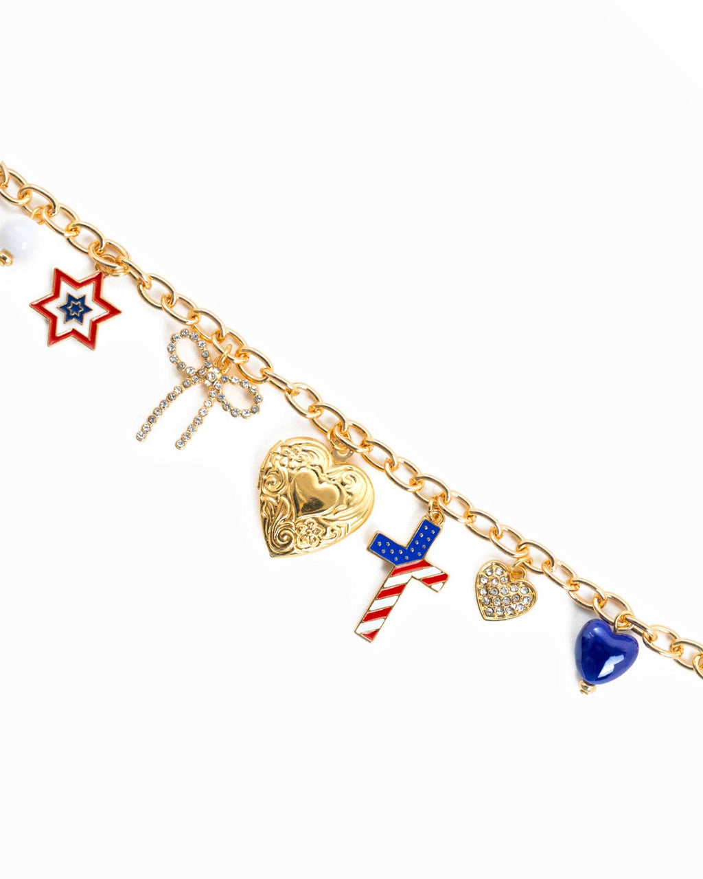 Patriotic Americana Sweet Liberty Ceramic Charm Bracelet