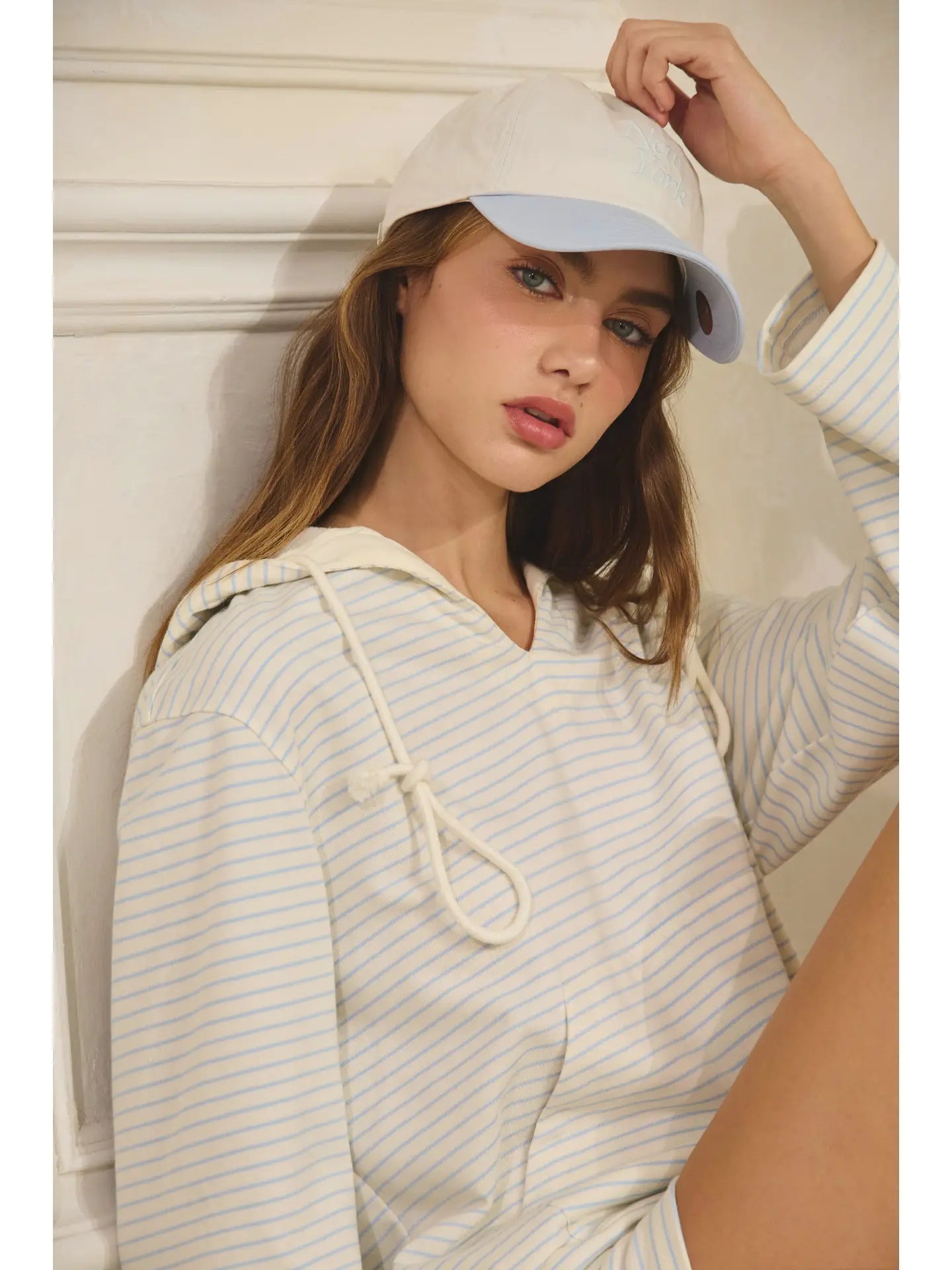 Babe Striped Front Pocket Lounge Hoodie Set