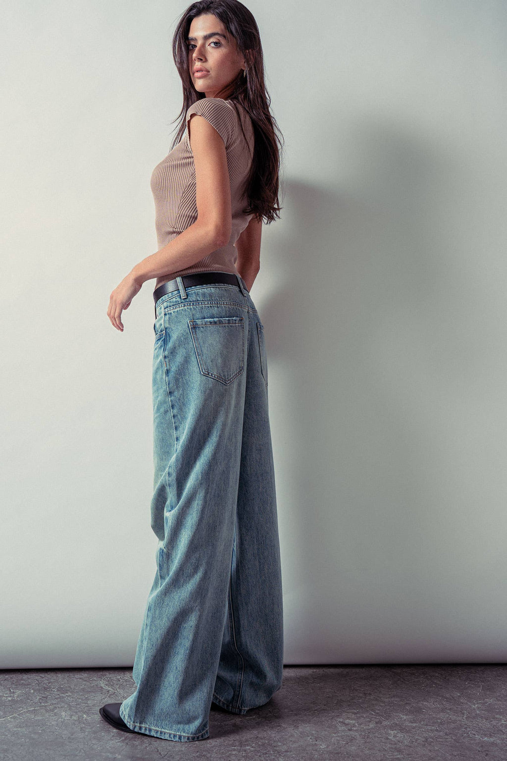 Vintage Wash High Waist Straight Leg Jeans
