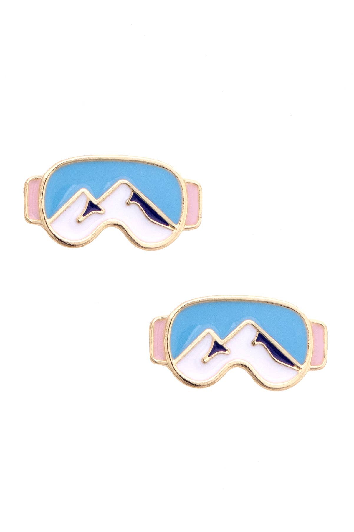 Snow Goggles Stud Earrings in Blue