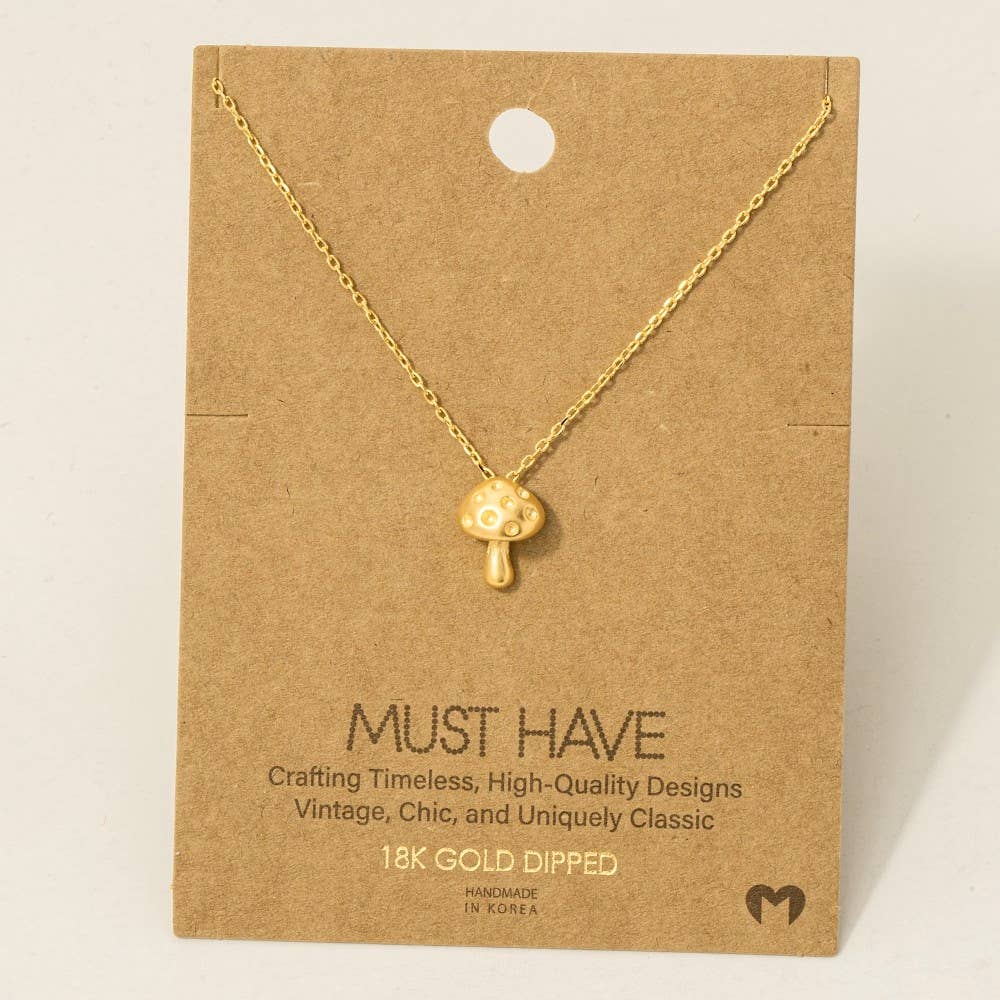 Gold Dipped Mini Mushroom Pendant Necklace