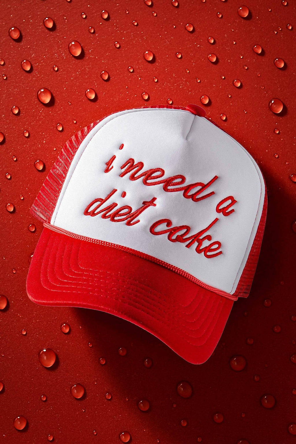"I Need a Diet Coke" Embroidered Script Trucker Hat
