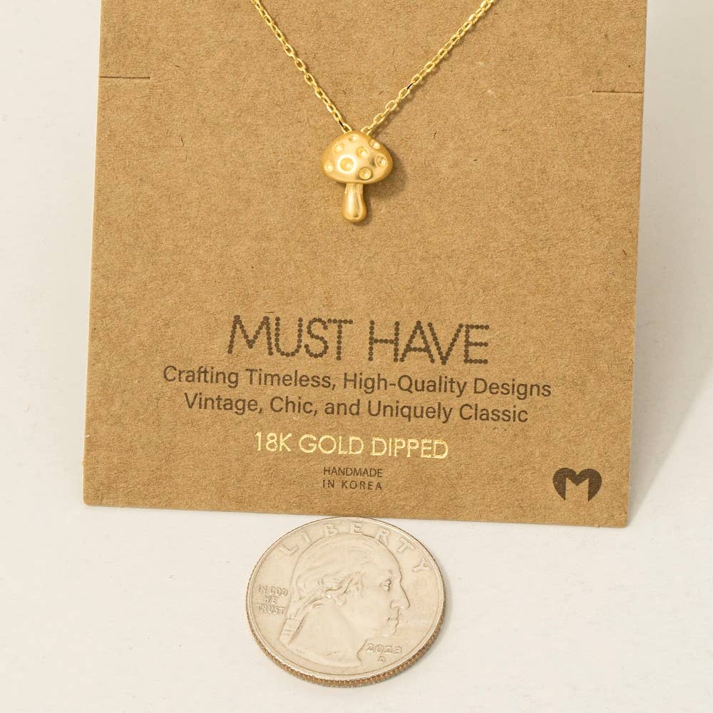 Gold Dipped Mini Mushroom Pendant Necklace
