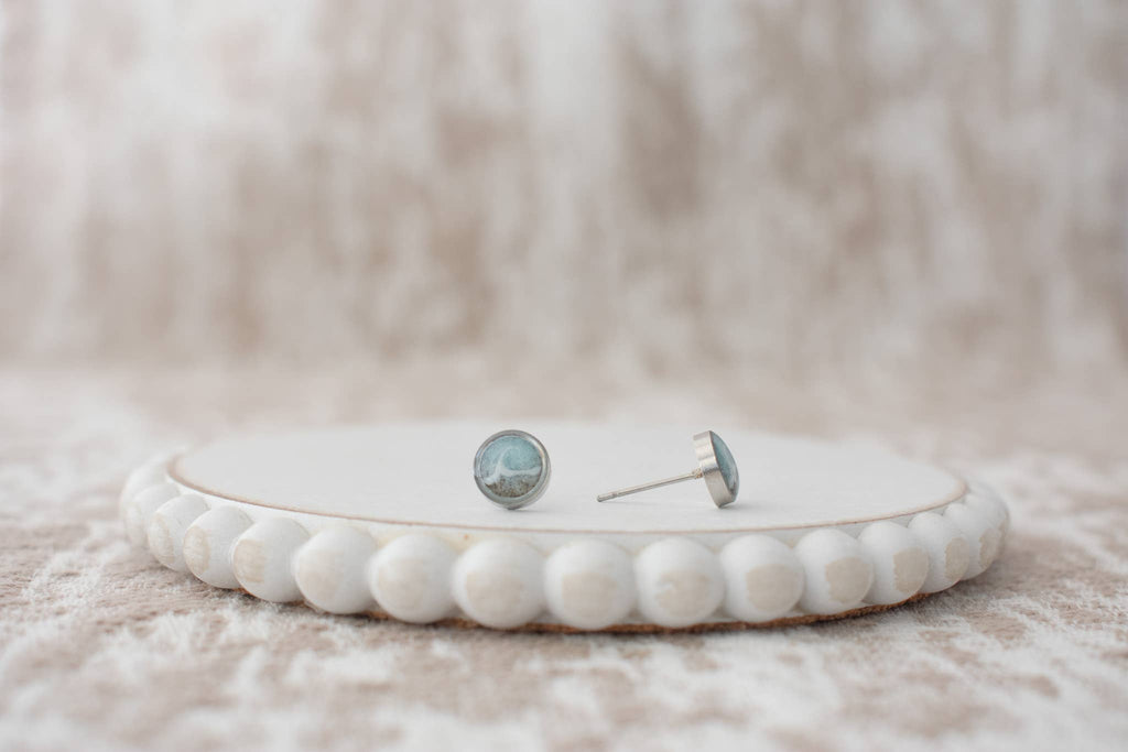 Light Blue Wave Stud | Custom Sand Earring