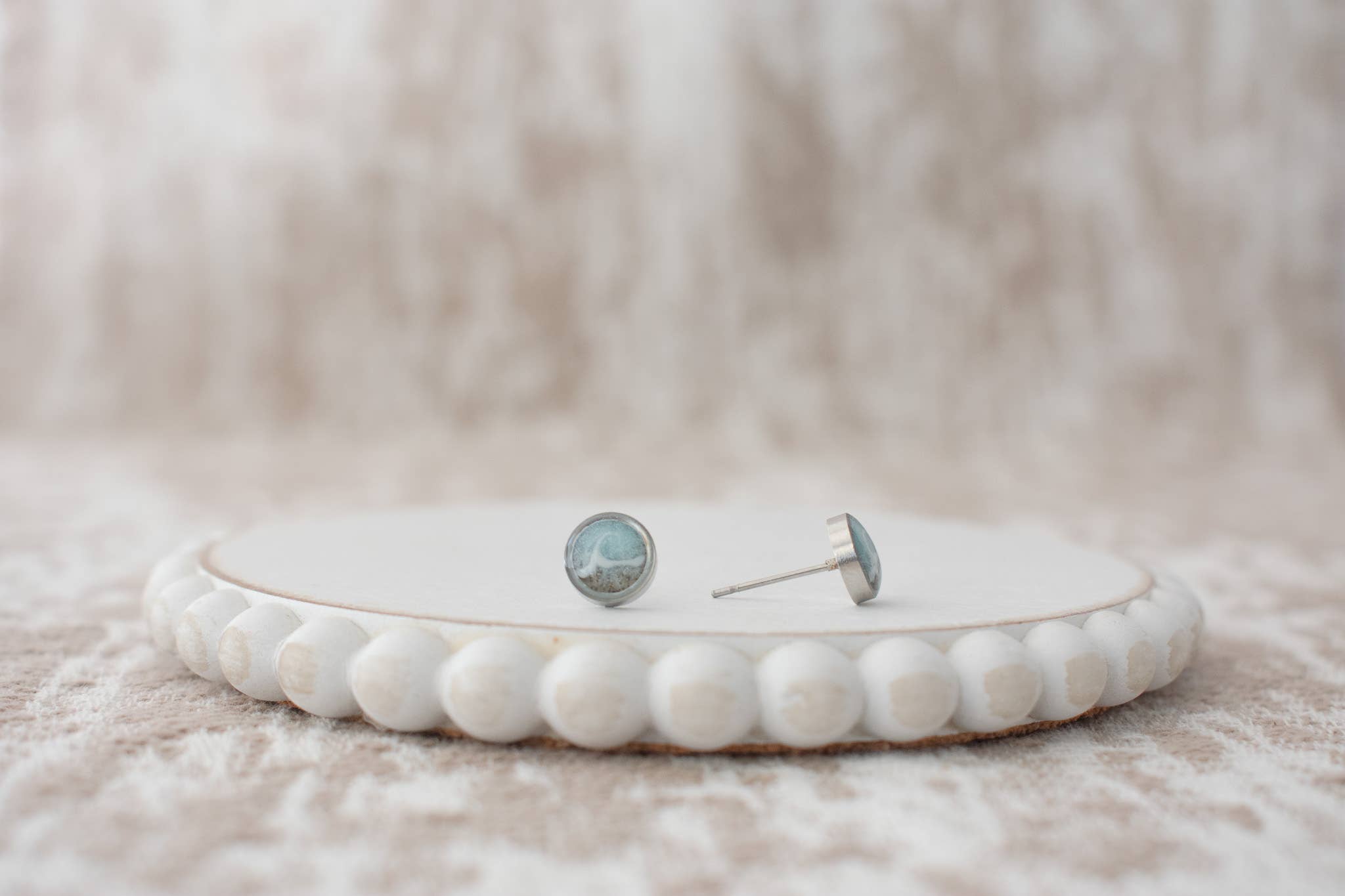 Light Blue Wave Stud | Custom Sand Earring