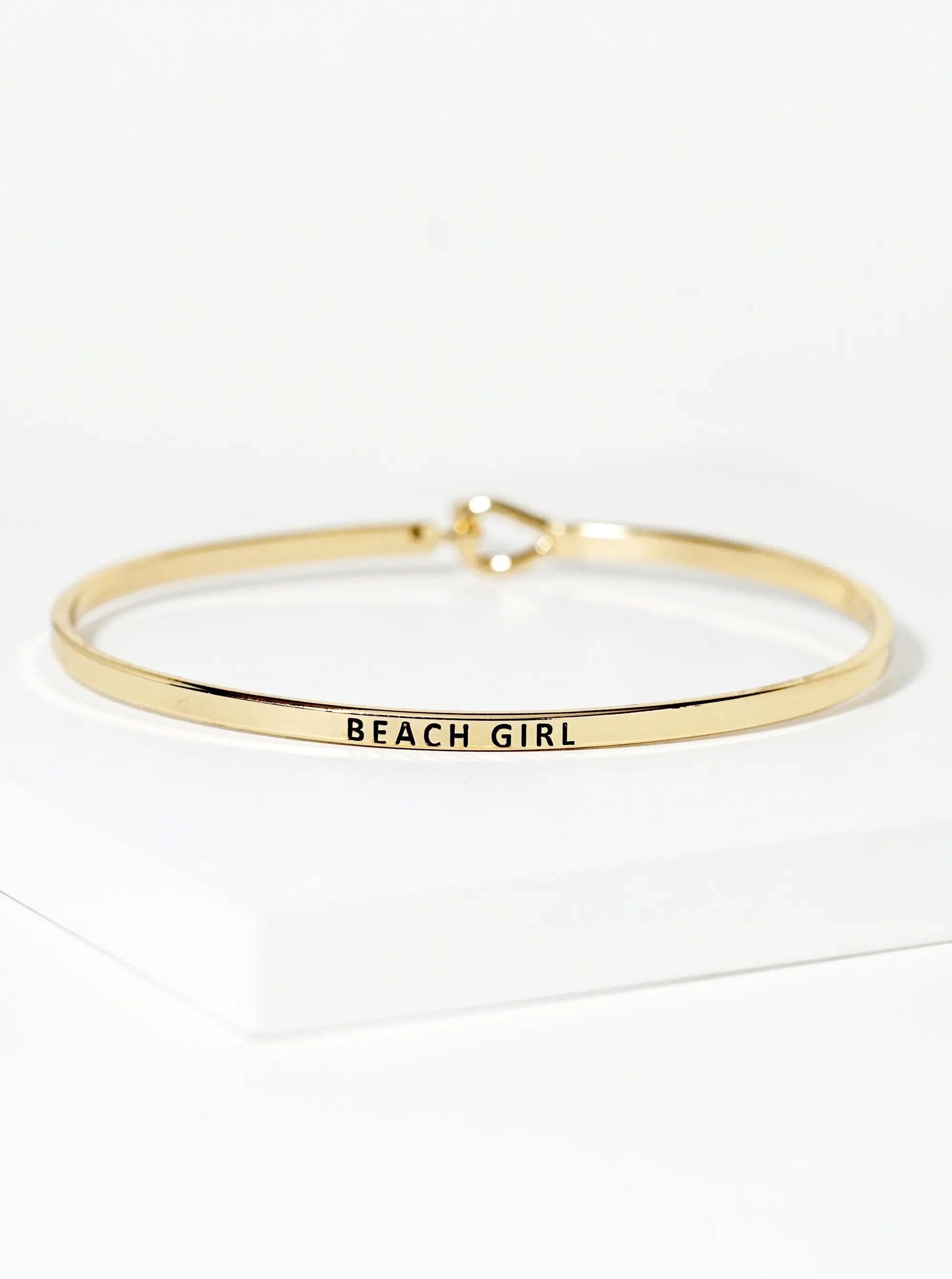 Beach Girl Engraved Inspirational Bangle Bracelet