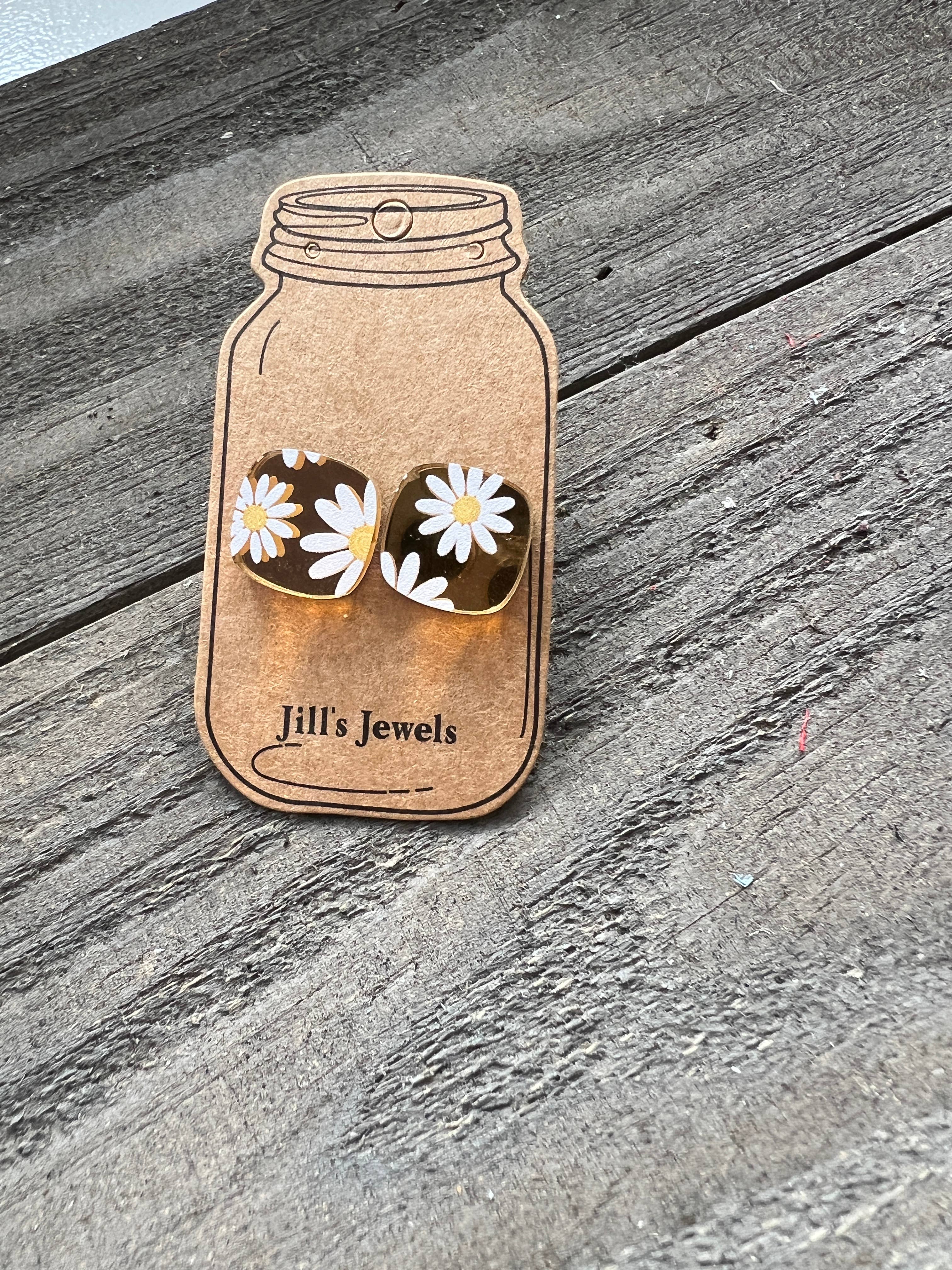 Daisy Gold  Boho Floral Stud Earrings  