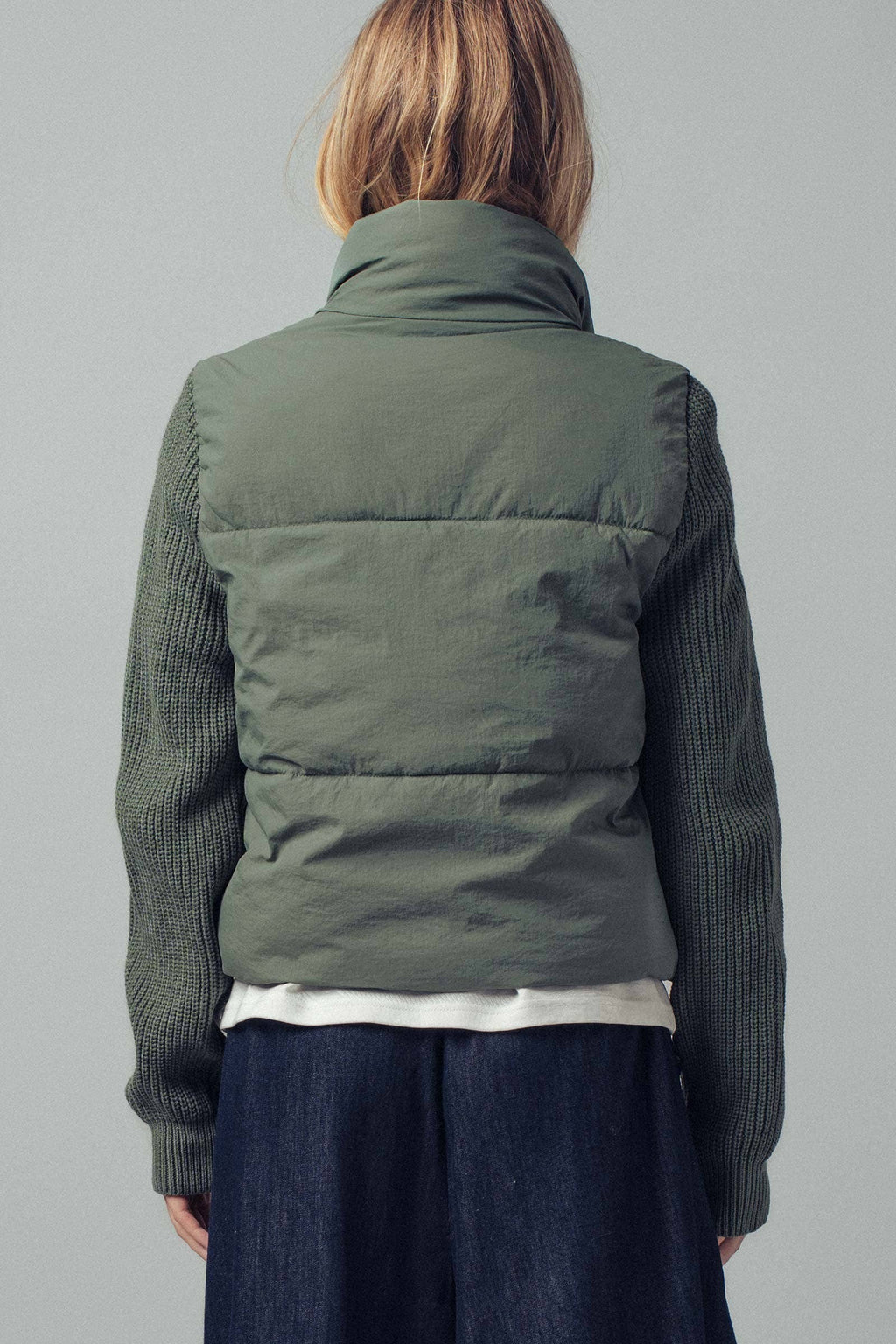 Sweater Knit Sleeves Padded Jacket