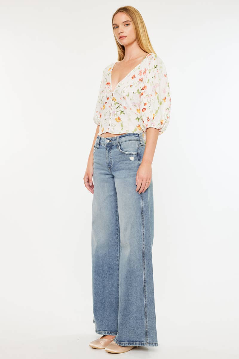 Kan Can -MID RISE SUPER WIDE JEANS