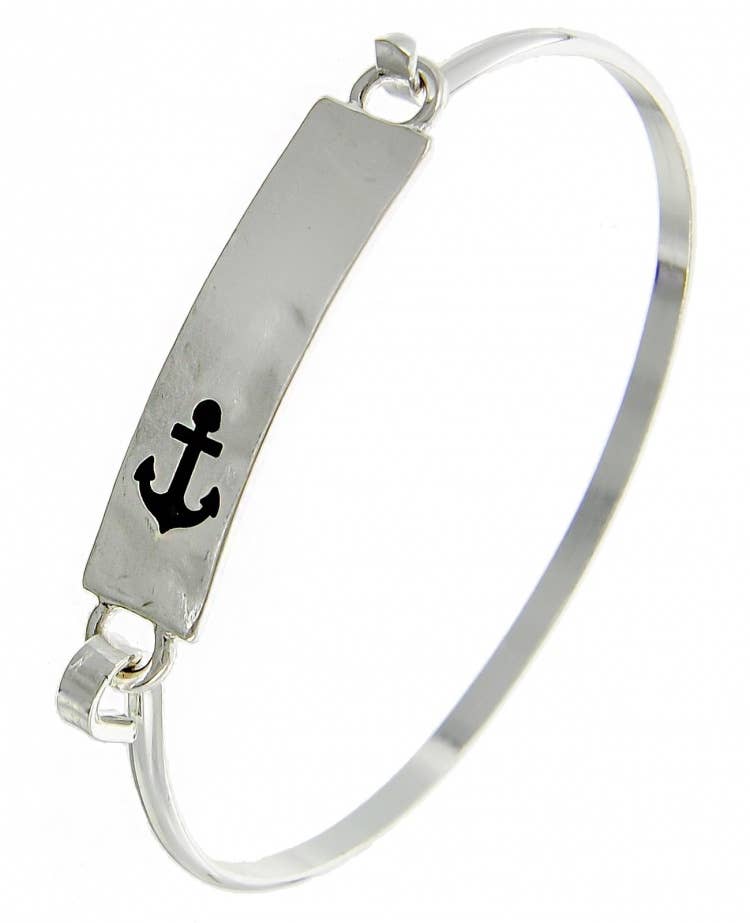 Silver Long Rectangle Anchor Casting Bangle