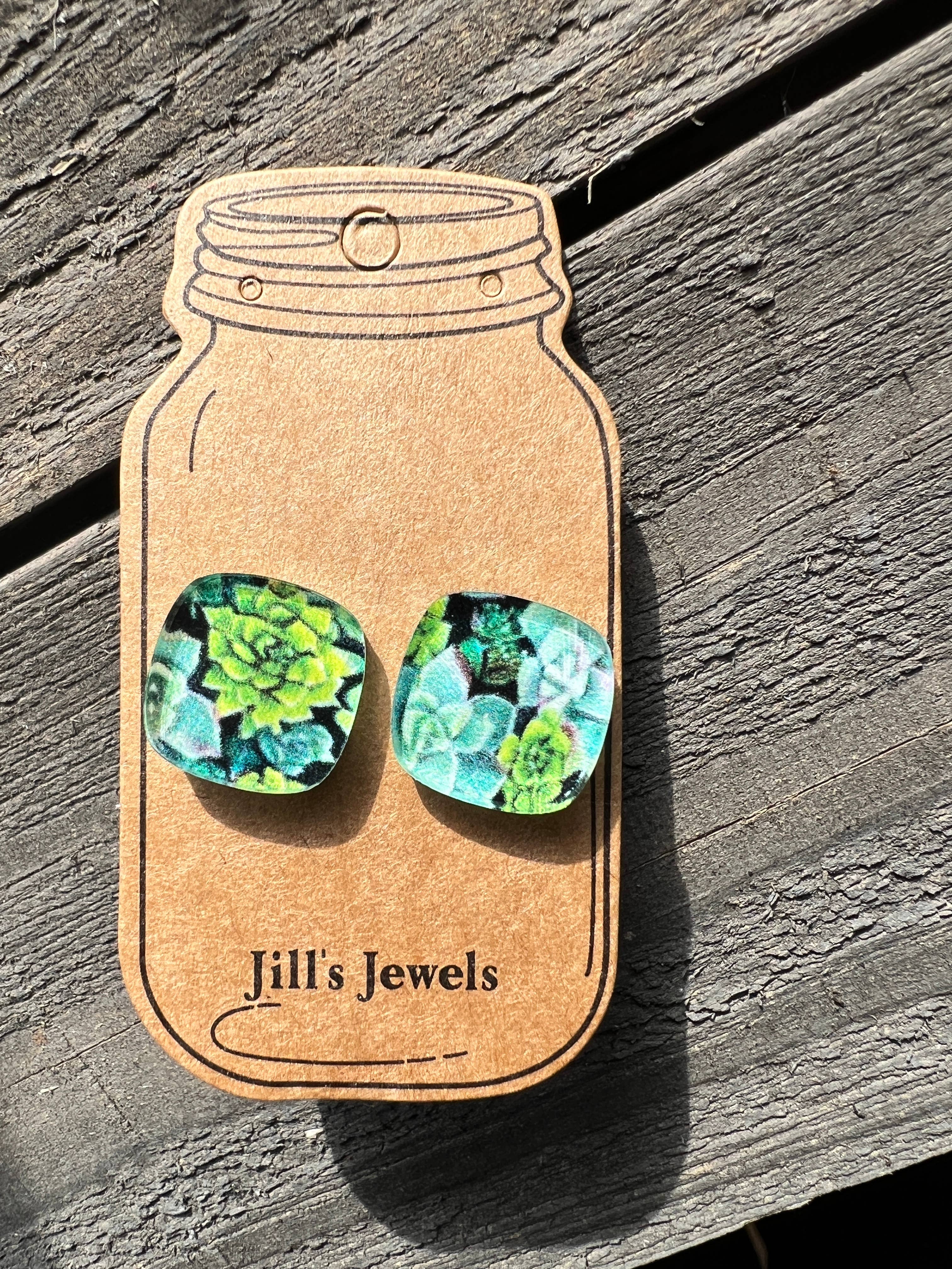 Succulent  acrylic Stud Earring's For Plant Lovers