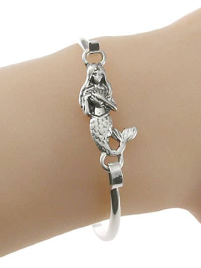 Antique Silver 3D Mermaid Brass Casting Bangle