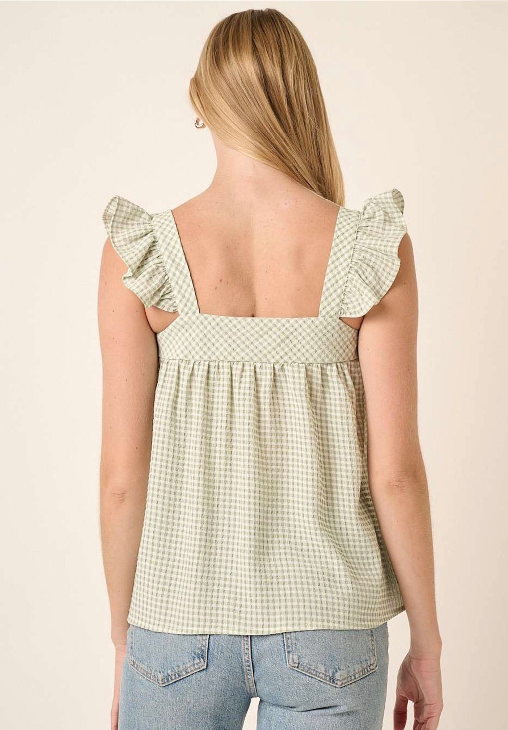 Button Front Ruffle Detail Blouse