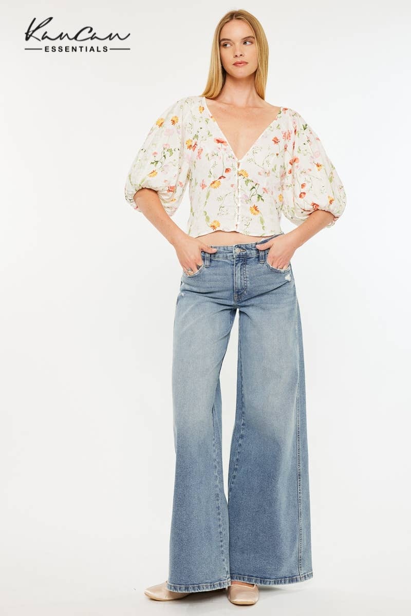 Kan Can -MID RISE SUPER WIDE JEANS