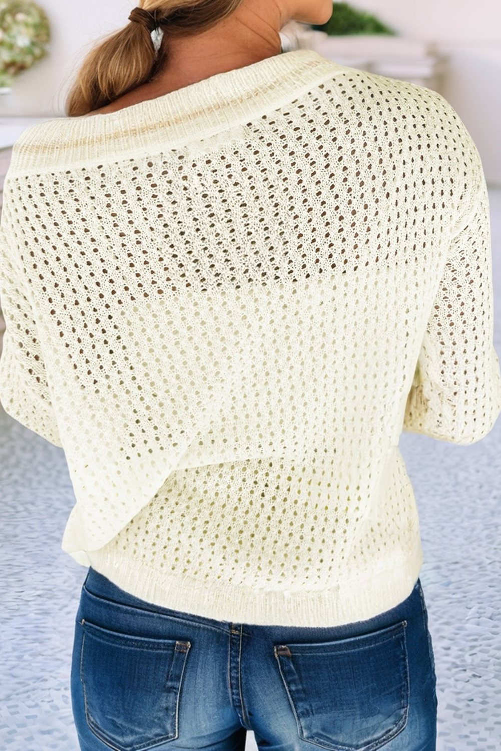 LDC BEACH Hollow Out Knitted Lightweight Dolman Sweater