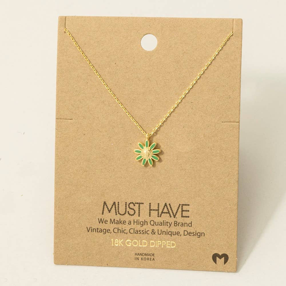 Gold Dipped Daisy Flower Pendant Necklace