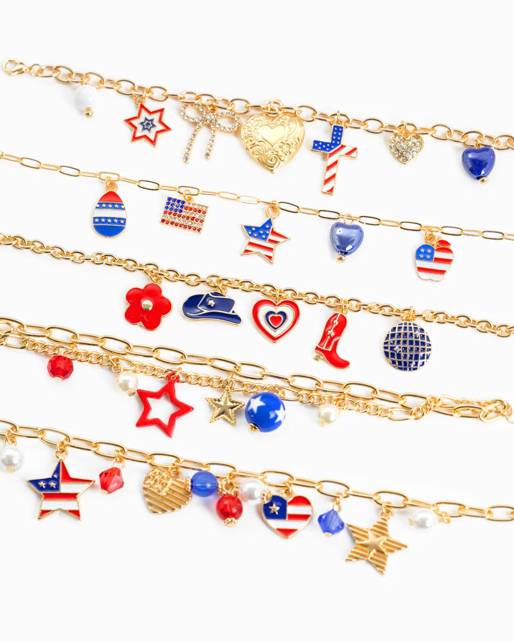 Patriotic Americana Sweet Liberty Ceramic Charm Bracelet