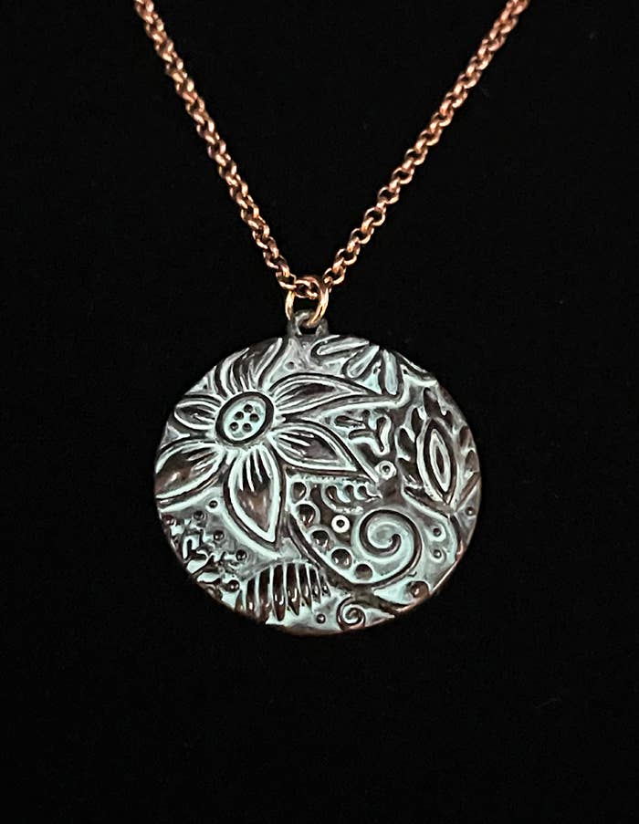 Antique WornSun Flower Metal Necklace
